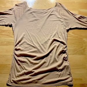 2/$20! NY & Co womens beige nude long top w/ ruching 3/4 sleeves, Size XL